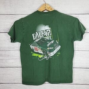 Dale Jr 88 Nascar Racing T-Shirt Men's Large Green AMP Energy Signed Style